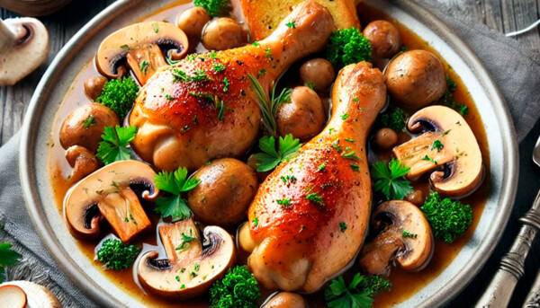 Pollo Marengo con Aceituna Champiñones